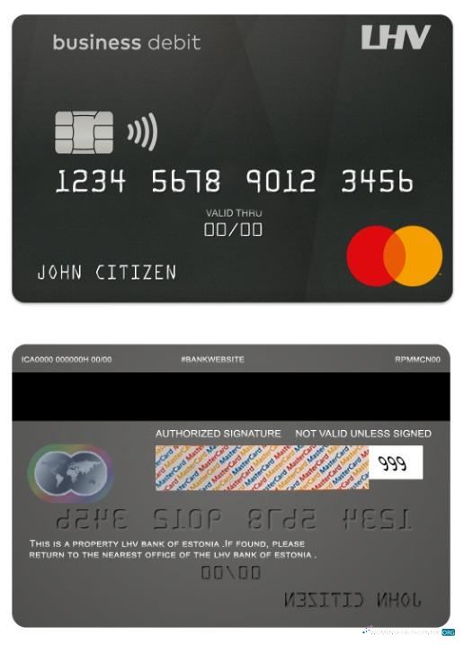 Download Estonia LHV bank business debit mastercard Photoshop template